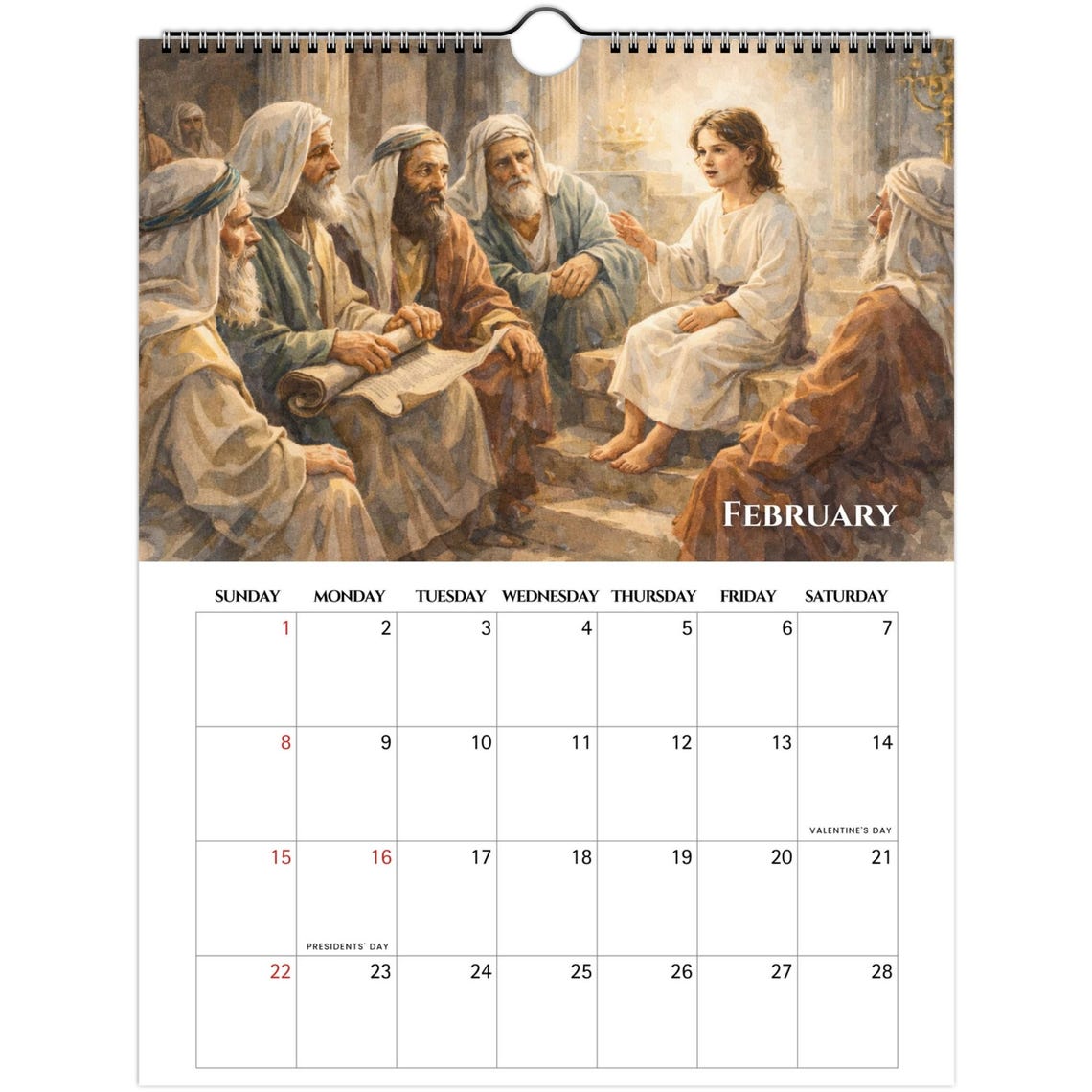 12 Month With Jesus Wall Calendar 2026 US, CA - Christian Wall Calendar ...