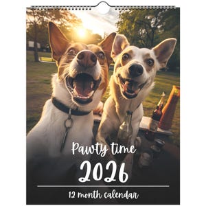 2026 Dog Wall Calendar: Cheerful Puppy Art, US & CA Version