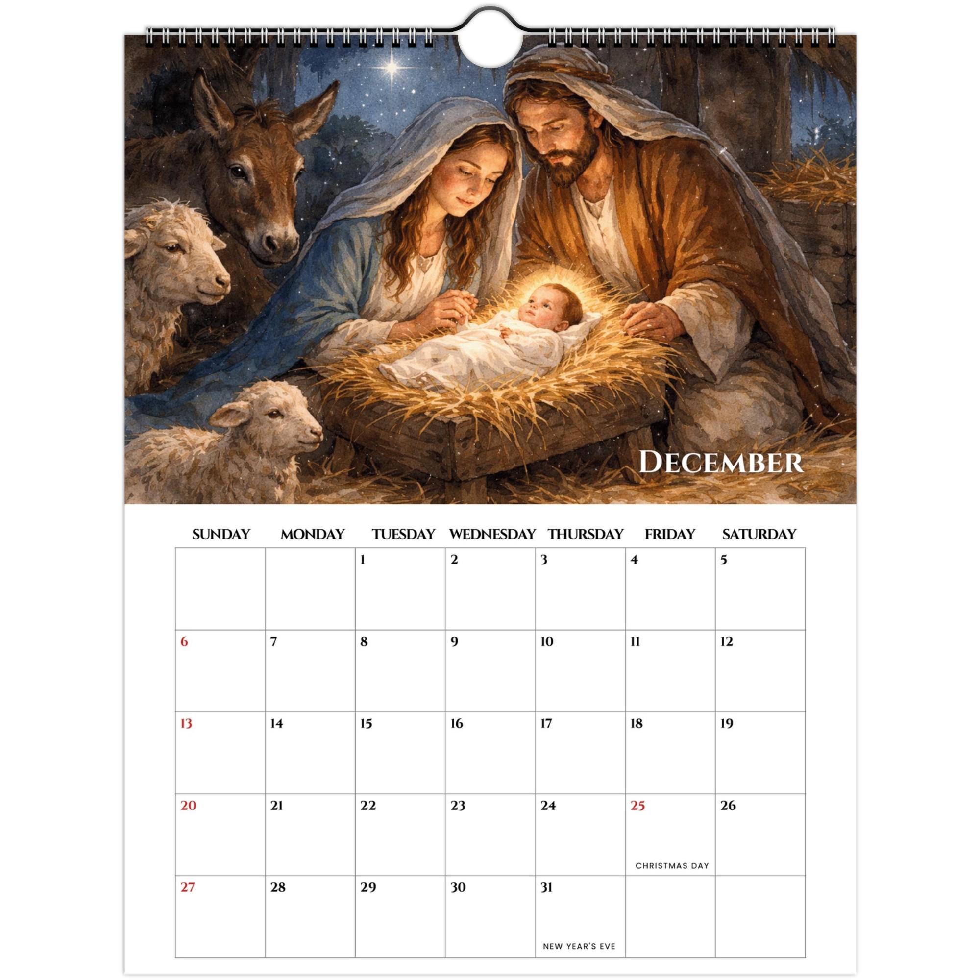12 Month With Jesus Wall Calendar 2026 US, CA - Christian Wall Calendar ...