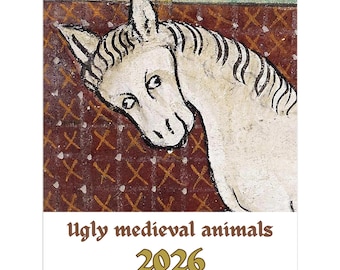Funny wall calendar 2026 - US & CA version - hilarious medieval animal paintings calendar, gift for coworker, funny gift for best friend