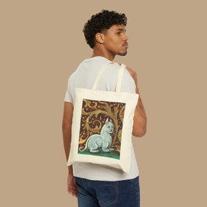 Sac fourre-tout drôle en toile de coton avec chat médiéval, respectueux de l'environnement, mème portrait de chat moche, école, sac à dos, shopping, pliable, excellent cadeau pour ...