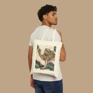 Sac fourre-tout médiéval amusant en toile de coton avec lion, respectueux de l'environnement, mème portrait de lion laid, école, sac à dos, shopping, pliable, cadeau idéal pour ...