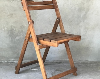 Asientos plegables, Silla rústica, Asiento plegable de madera natural, Elementos esenciales para exteriores, Carpintería personalizada, Muebles de cafetería de madera, Portátil y ahorrador de espacio