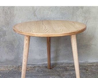 Runder Couchtisch, Beistelltisch aus Eschenholz, Bauernhaus-Wohndekoration, moderner Mitteltisch aus natürlicher Esche, niedriger Couchtisch aus Holz, Wohnzimmer, Pflanzenständer