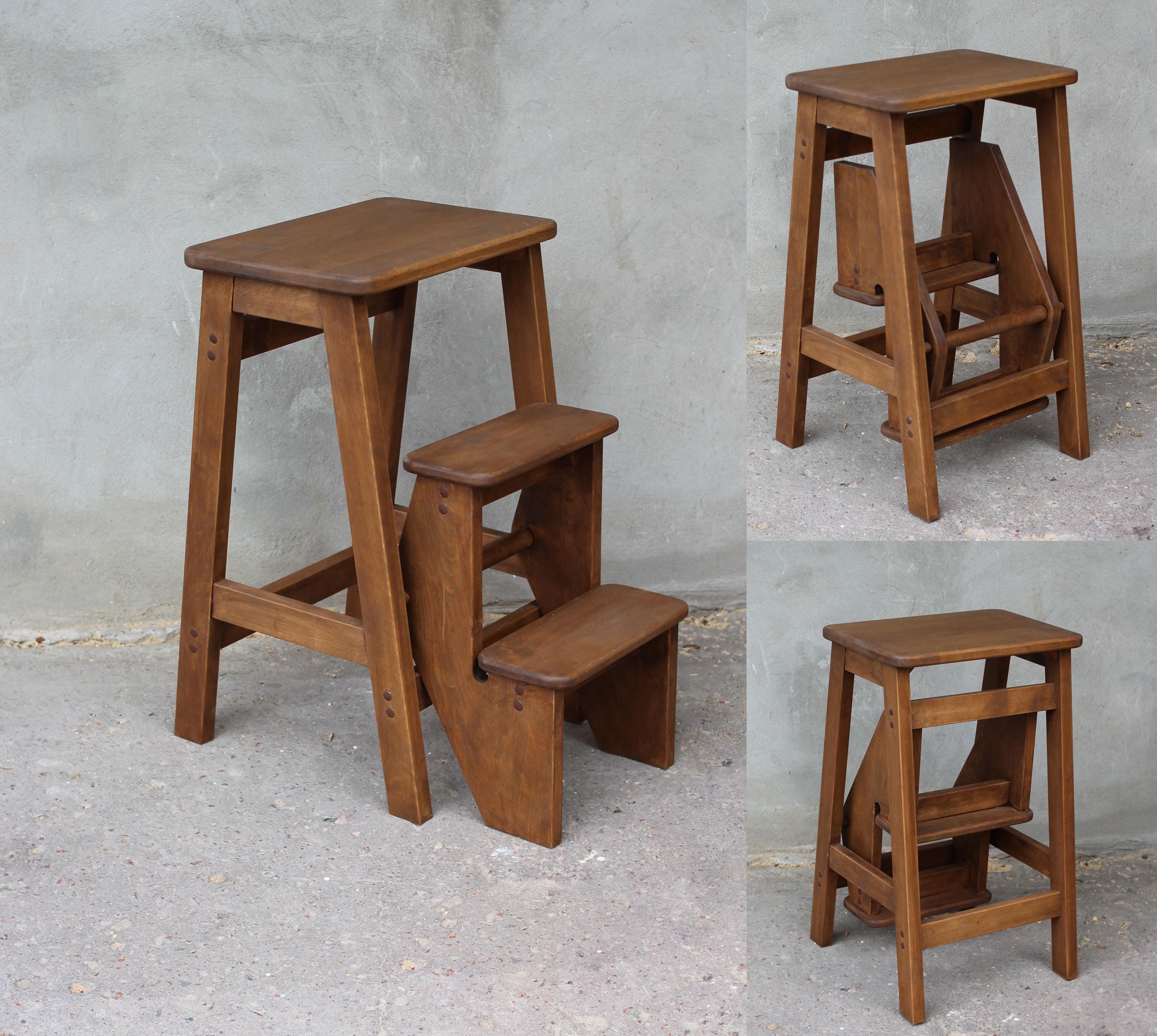 家具 Vintage Foldable Wooden Step Stool Vintage Wooden Folding Step Stool - Etsy