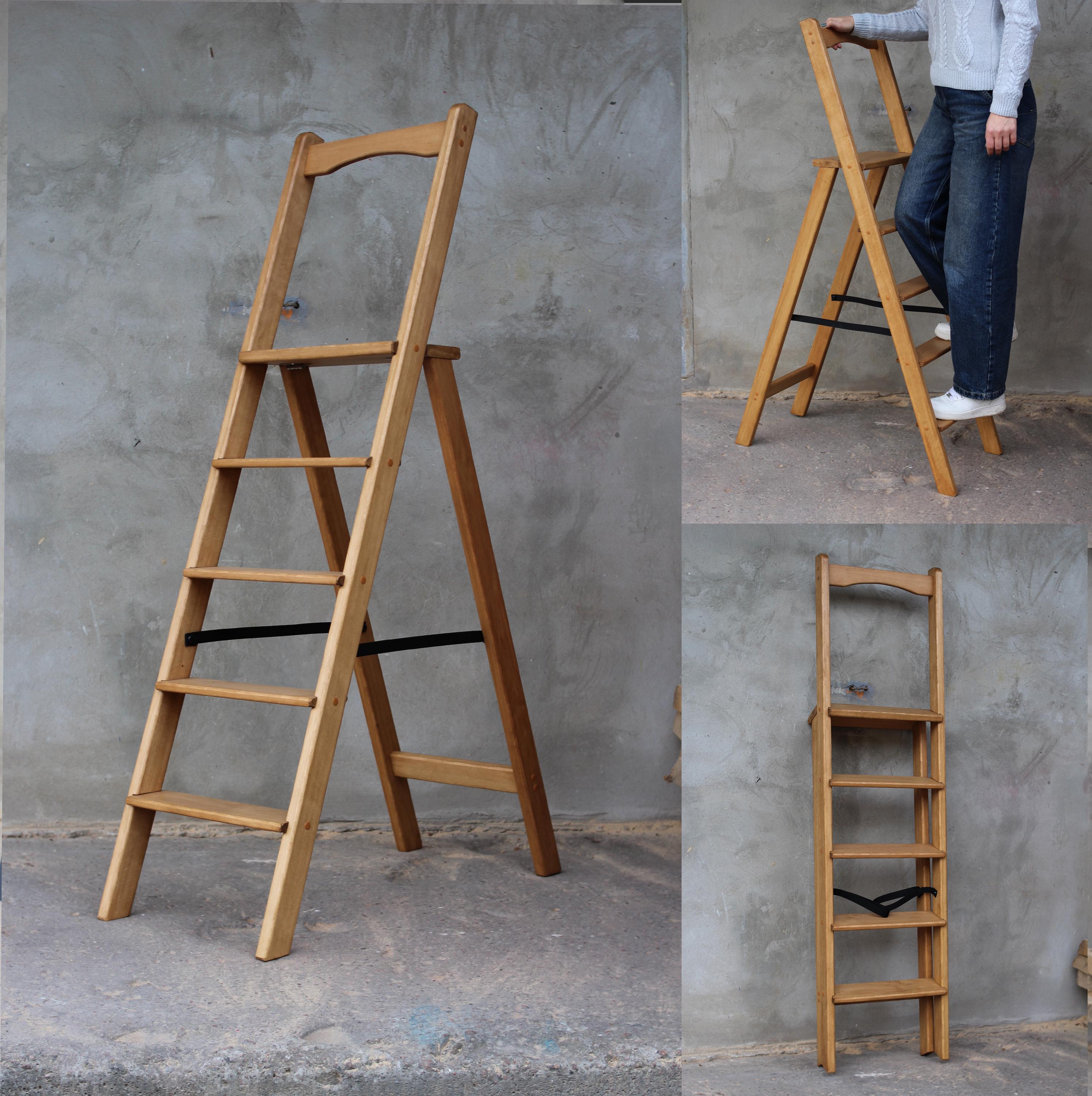 Solid Wood Folding Ladder – Slim Rustic Plant Stand - Etsy