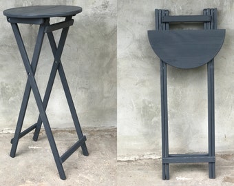Mesa de madera natural, mesa alta que ahorra espacio, mesa de bar portátil de madera, mesa alta plegable compacta, mesa de centro redonda plegable para balcón