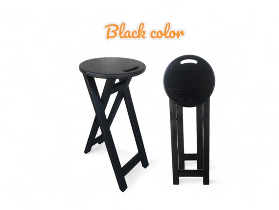 Taburete Plegable De Madera Compacto, Con Asa, Ideal Para Camping, Viajes Y Uso En Exteriores