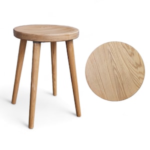Round Natural Ash Wood Stool with Detachable Legs, Comfortable seating Portable minimalist light stool kitchen furniture scandinavian design