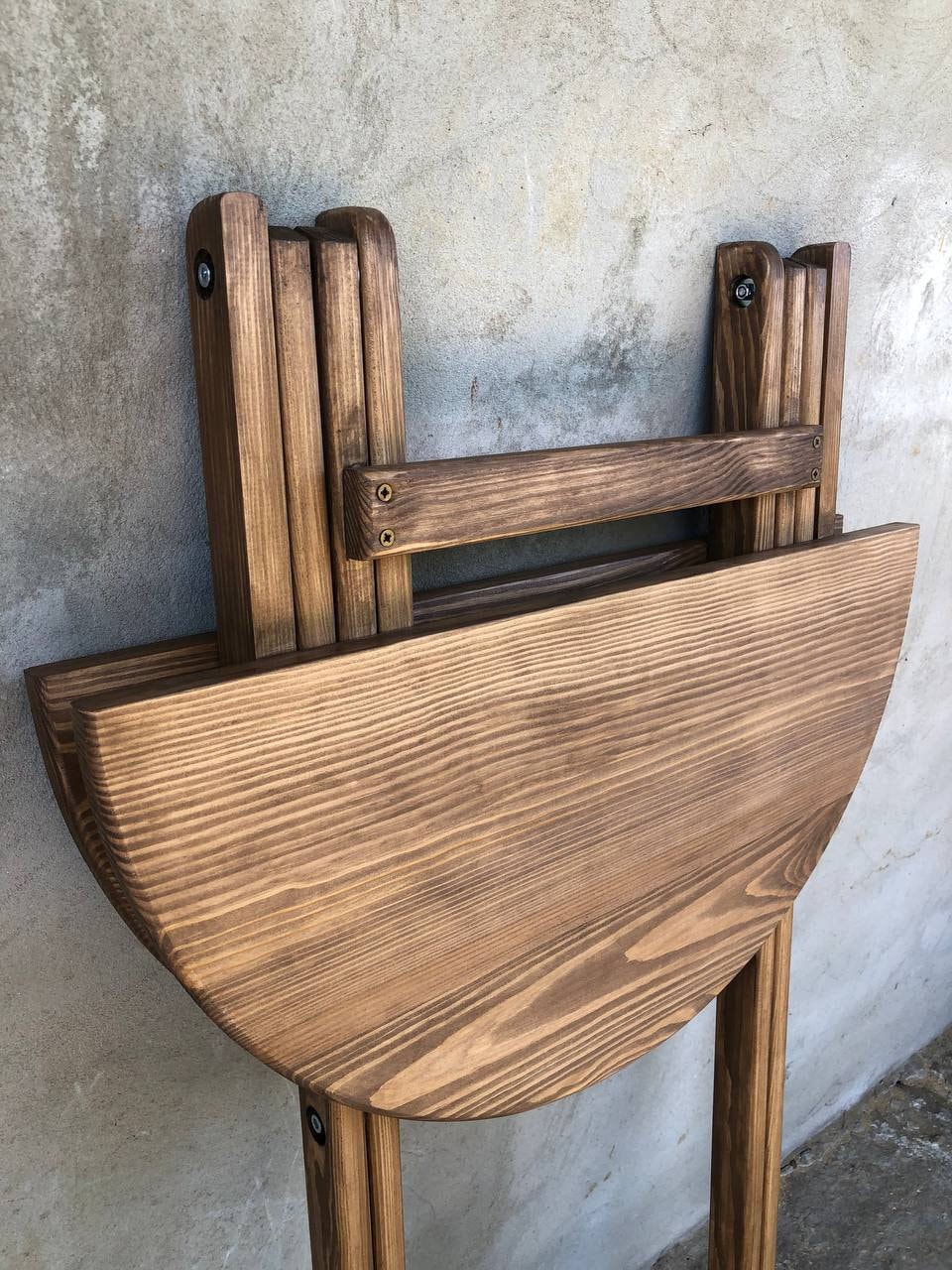 Compact Folding High Table, Collapsible Round Top Table, Natural Wood ...