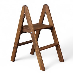Low Natural Wood folding small ladder for Home Wooden stepladder 2 Step Rustic rung Lightweight Foot ladder Photography Props Wood Seat