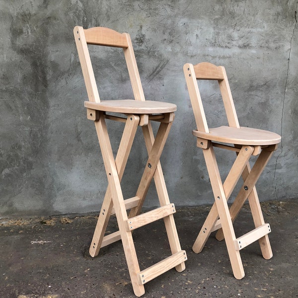 Wood Furniture Wooden High Chair Bar Furniture Classic Wooden High Chair with Comfortable Seat Elegant Barstool for Kitchen or Bar Counter