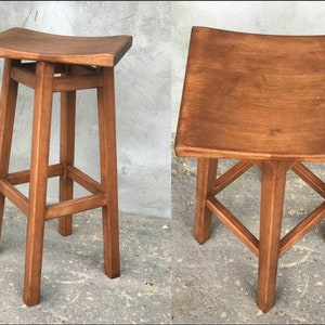 Stylish Wood Stool, Innovative Bar Seating Comfortable Bar Chair Elevated Seating Rectangular Stool Wooden Furniture Elevated Seating