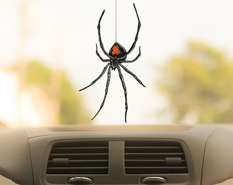 Stained Glass Spider Car Charm. A Perfect Christmas Gift for Spider Enthusiasts. Stand Out on the Road with this Unique Car Accessory