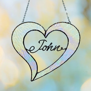 In Loving Memory Stained Glass Heart Suncatcher. A Beautiful Memorial Gift for Remembering and Honoring a Loved One.