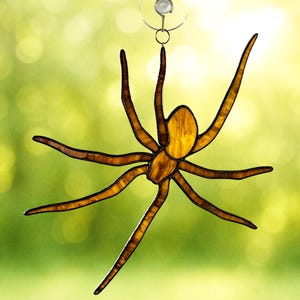 Stained Glass Spider Suncatcher. Realistic Halloween Decor and Gift for Bug Lovers. Gothic Home or Spooky Window Accent