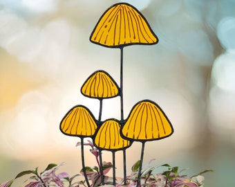 Stained Glass Cottagecore Mushroom Garden Stake. Charming Unique Gift for Mushroom Lovers. Perfect Gifts for Friends