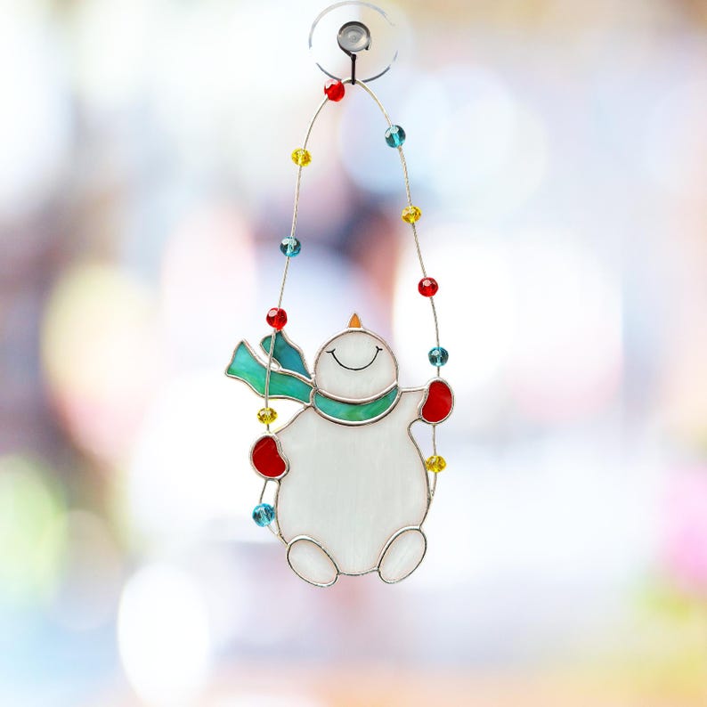 Handmade Stained Glass Snowman Christmas Ornament – Unique Holiday Tree ...