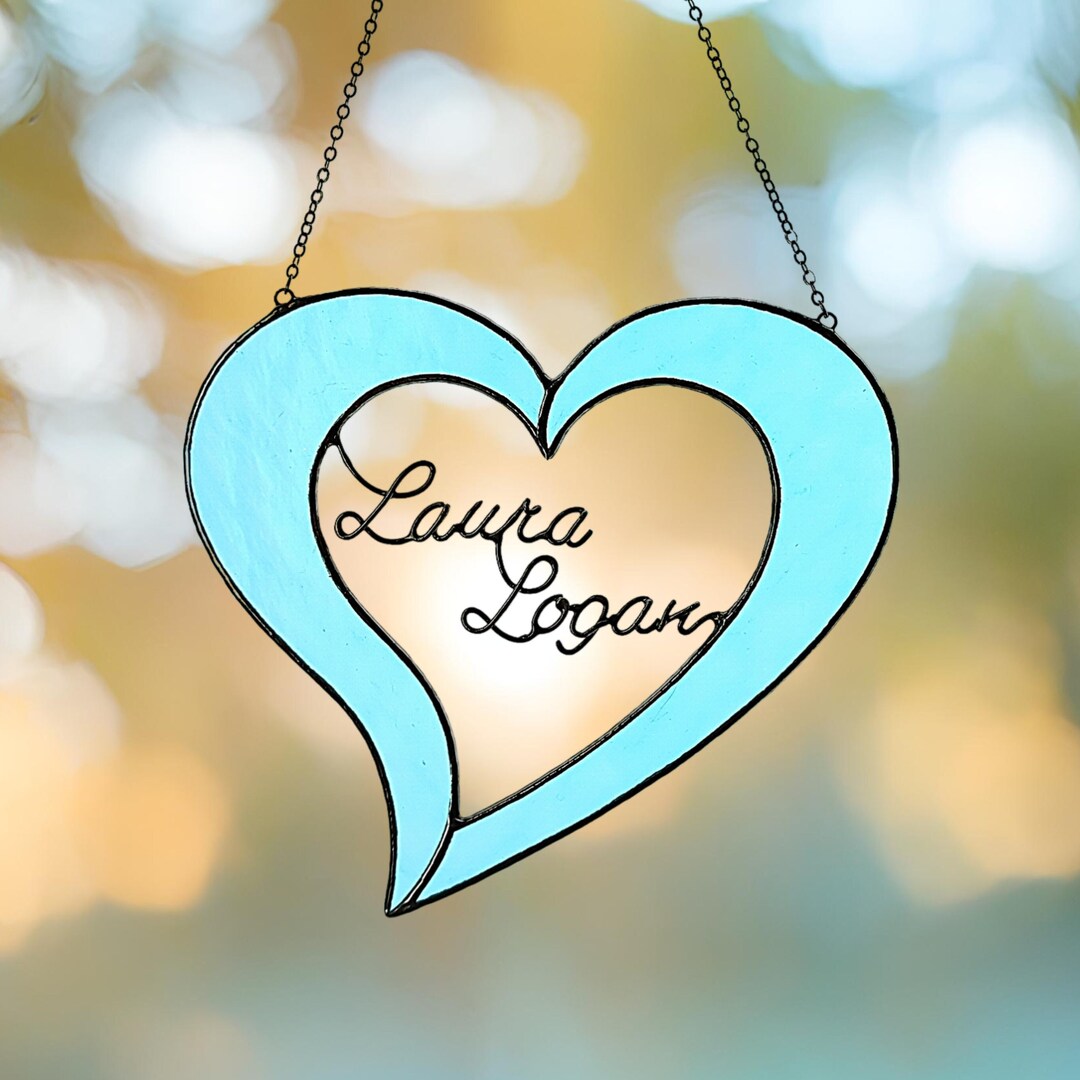 Last Minute Gift Idea. Personalized Stained Glass Heart Suncatcher