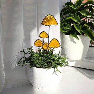 Stained Glass Mushrooms Plant Stakes