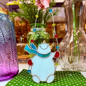 Stained Glass Snowman Christmas Tree Ornament. Festive Holiday ...