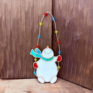 Stained Glass Snowman Christmas Tree Ornament. Festive Holiday ...