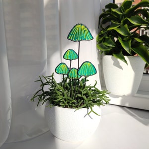 Stained Glass Mushrooms Plant Stakes