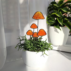 Mushrooms Stained Glass Plant Stake.