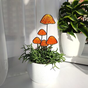 Stained Glass Mushrooms Plant Stakes