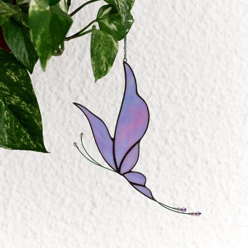 Butterfly Suncatcher. Handmade Stained Glass Art Window Decor. Beautiful Purple Butterfly