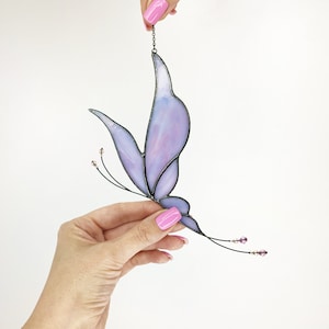 Butterfly Suncatcher. Handmade Stained Glass Art Window Decor. Beautiful Purple Butterfly