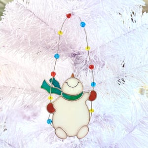 Stained Glass Snowman Christmas Tree Ornament. Festive Holiday ...