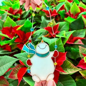 Stained Glass Snowman Christmas Tree Ornament. Festive Holiday ...