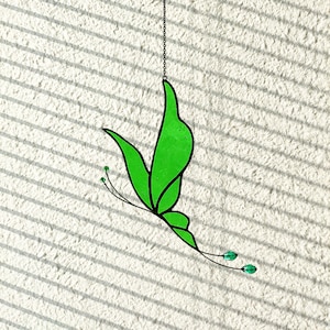 Butterfly Suncatcher. Handmade Stained Glass Art Window Decor. Beautiful Green Butterfly
