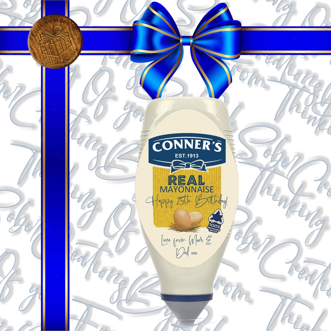 Personalised Funny Mayonnaise Replica Bottle Label Happy Birthday Any
