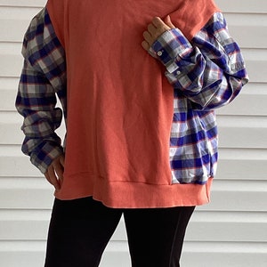 Half sweatshirt half flannel sale