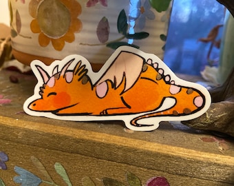 Sleeping Dragon Vinyl Sticker: Fantasy Nap Decal
