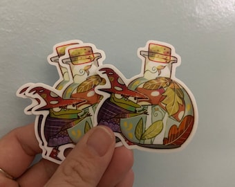 Magical Toad Witch and mushroom Potion Sticker
