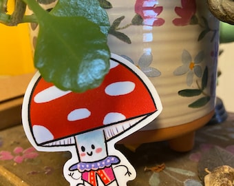 Toadstool/Mushroom Sticker ready to go on adventures through the magical forest and beyond!