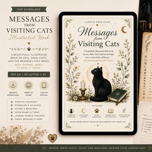 Messages from Visiting Cats - Illustrated Folklore Guide, Journal, Moon Tracker (PDF Download)