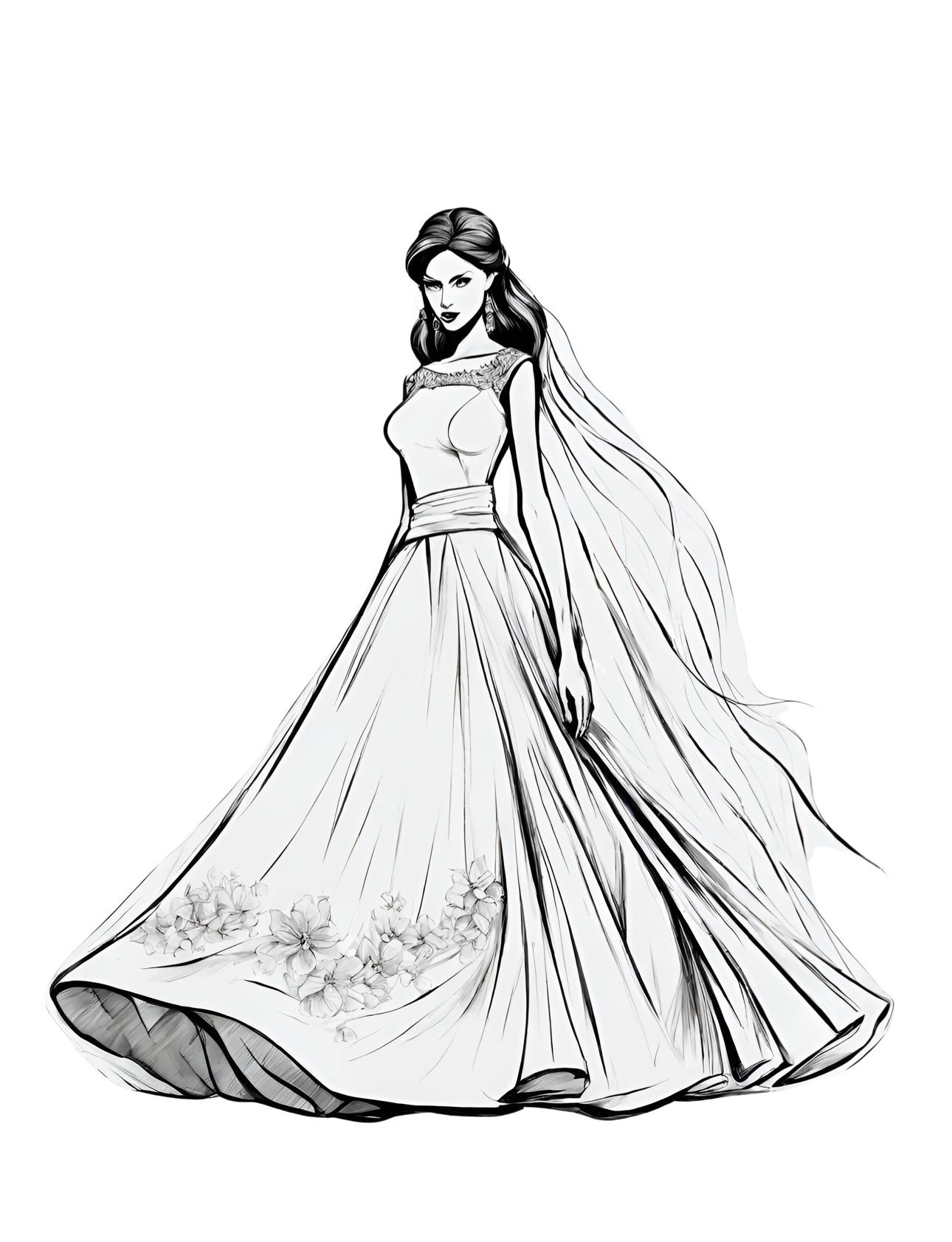 World Fashion Dresses Coloring Pages