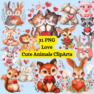 San Valentino clipart simpatici animali ClipArt Bundle - 31 PNG amore clipart, simpatici animali, clipart cuore, carta clipart di San Valentino, animale del bambino