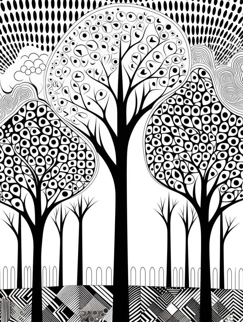 You will get a downloadable PDF file containing over 50 nature-inspired portrait coloring pages in abstract art style. Each black and white design is ready to be printed and colored, offering a therapeutic and creative experience. Download and print!