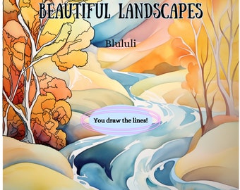 Reverse Coloring Pages - Watercolor Landscapes, 34 Designs for Creative Expression! Coloring Pages for Adults, Antistress, Art Therapy