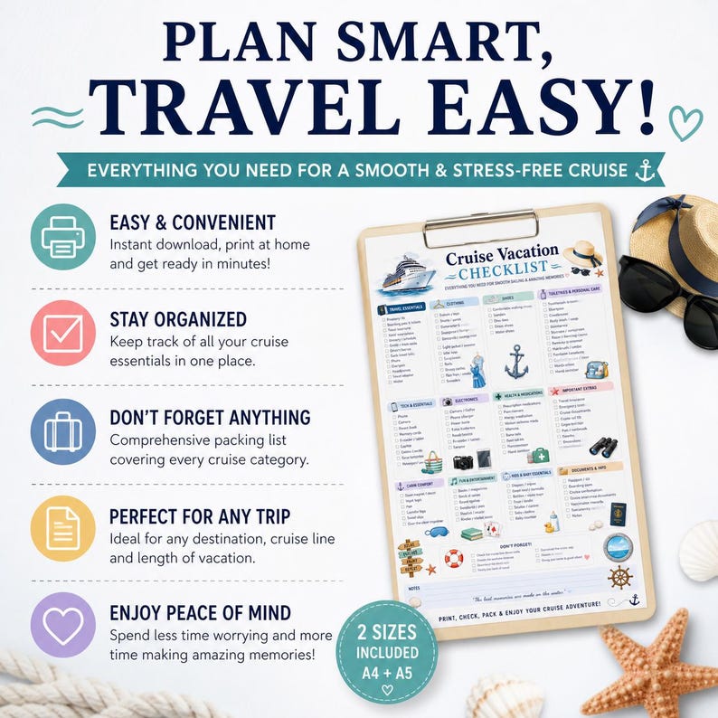 Travel Checklist | the Ultimate Packing List for Cruise Vacation - Etsy