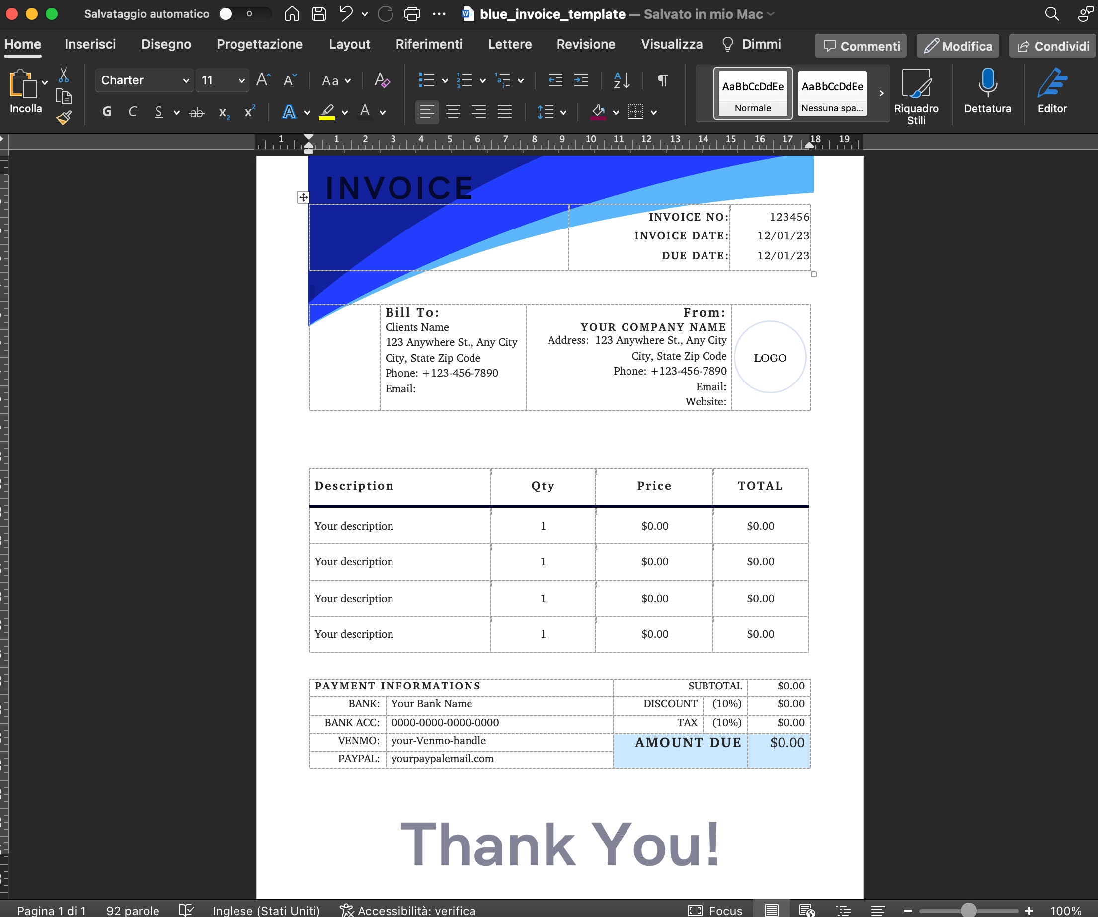 Blue Invoice Template: Suitable for Small Business, Professional ...
