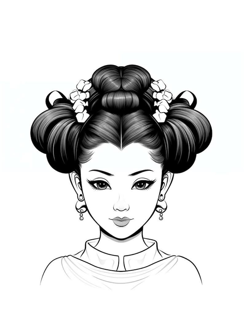 Global Hairstyles Coloring Pages Collection by Blululi - Etsy