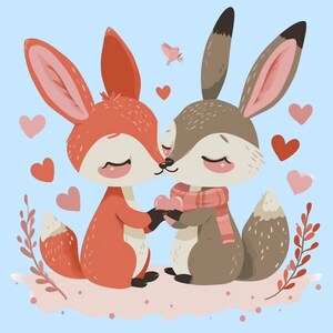 Valentinstag-Cliparts, süße Tiere-ClipArt-Bundle – 31 PNG-Liebes-Cliparts, süße Tiere, Herz-Cliparts, Valentinstag-Clipart-Karte, Tierbabys