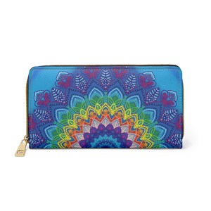 Cartera con cremallera: arte de mandala dibujado a mano