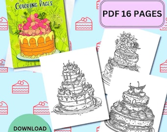 Kleurplaten grillige taarten: leuke en creatieve ontwerpen voor ontspanning en inspiratie - afdrukbare pdf voor volwassenen en kinderen